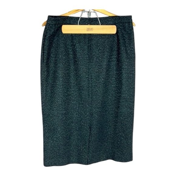 Lee David Ltd Collection Vintage Black & Teal Wool Blend Midi Skirt Size 15/16 - Picture 3 of 7